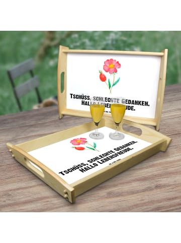 Mr. & Mrs. Panda Tablett Blume HageRundunge mit Spruch in Weiß