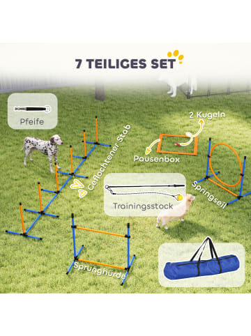 Pawhut Hunde Agility Set Blau+Orange Kunststoff