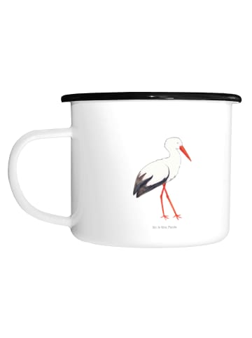 Mr. & Mrs. Panda Emaille Tasse Storch ohne Spruch in Weiß