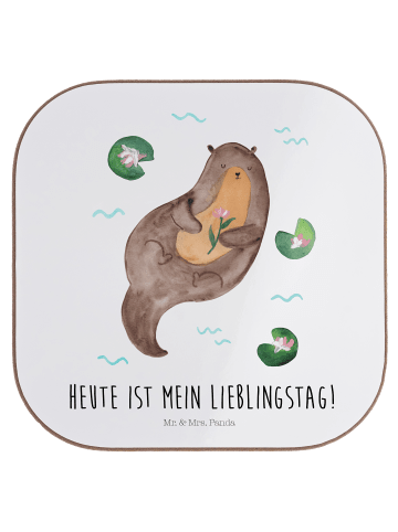 Mr. & Mrs. Panda Teeuntersetzer Otter Seerose mit Spruch in Weiß