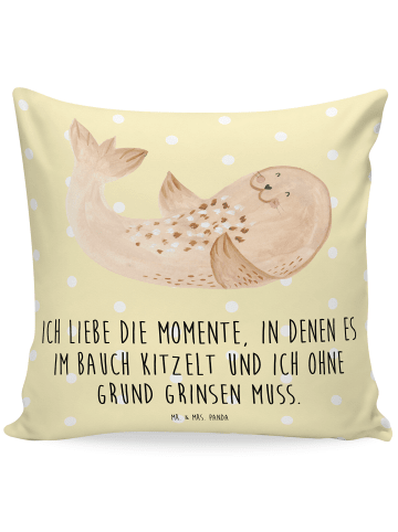Mr. & Mrs. Panda zier kissen Robbe Liegen mit Spruch in Gelb Pastell