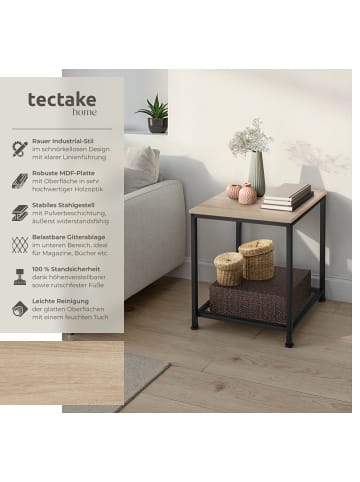 tectake Beistelltisch Derby 45,5 x 45,5 x 55,5 cm, Industrial Holz hell, Eiche Sonoma
