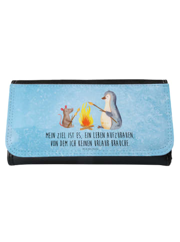Mr. & Mrs. Panda Damen Geldbeutel Pinguin Lagerfeuer mit Spruch in Eisblau