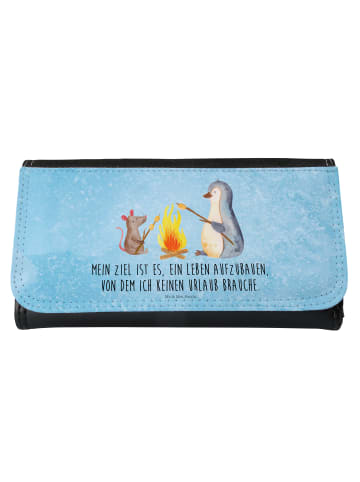 Mr. & Mrs. Panda Damen Portemonnaie Pinguin Lagerfeuer mit Spruch in Eisblau