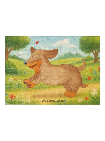 Mr. & Mrs. Panda Puzzle Hund Dackel Design ohne Spruch in Weiß