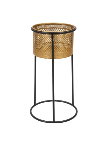 Mauro Ferretti Goldfarbener Metall-Pflanztopf mit schwarzem Sockel, Ø 25 x 50 cm