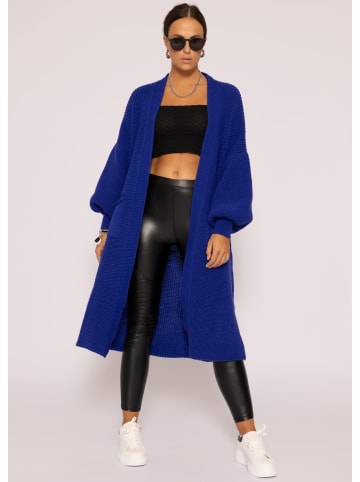 SASSYCLASSY Maxi Strick-Cardigan in Royalblau