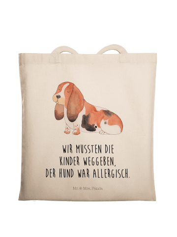 Mr. & Mrs. Panda Tote Bag Hund Basset Hound mit Spruch in Creme