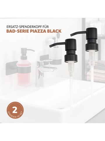 bremermann Ersatz Seifenspenderpumpkopf 2er Set PIAZZA BLACK ca. 6,7 x 16,5 x 3 cm (B/H/T)