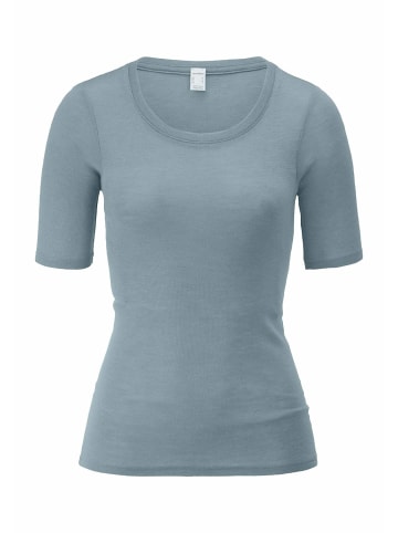 Hessnatur Hessnatur T-Shirt PURE FUNCTION aus Bio-Merinowolle mit Seide in sturmblau