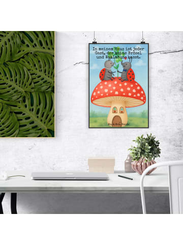 Mr. & Mrs. Panda Poster Marienkäfer Fliegenpilz Design mit Spruch in Weiß