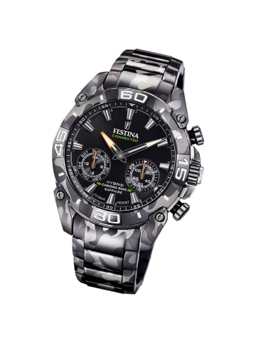 Festina Analog-Armbanduhr Festina Chrono Bike grau, schwarz extra groß (ca. 46mm)