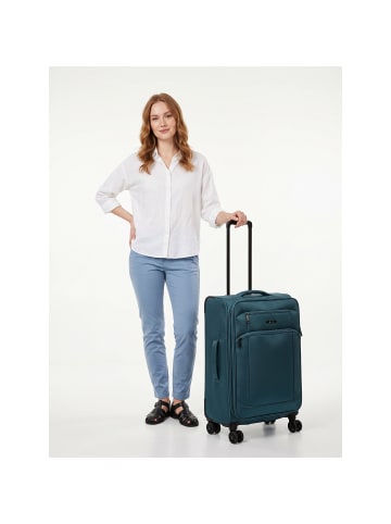D&N Travel Line 9804 4 Rollen Trolley M 68 cm mit Dehnfalte petrol