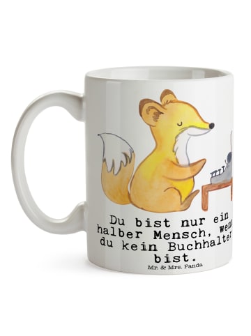 Mr. & Mrs. Panda Kaffeetasse Buchhalter Herz mit Spruch in Weiß