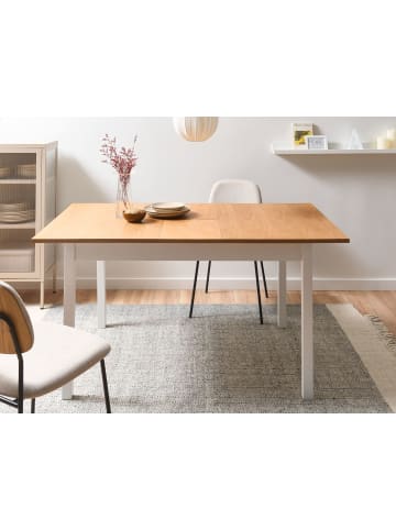 Beliani Esszimmertisch HOUSTON in Weiß/Braun - (W) 90 x (H) 76 x (L) 120 cm