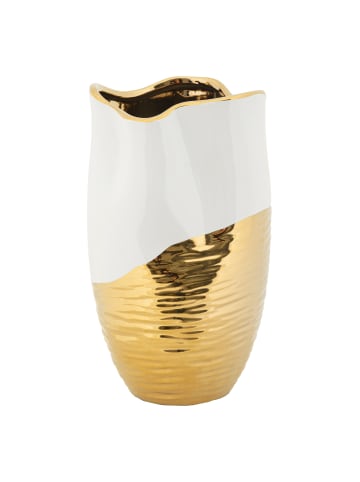 Mauro Ferretti Goldene und weiße Keramikvase Ø 20x35 cm