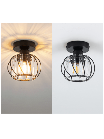 ZMH Deckenleuchte 1-flammige E27 in Schwarz Kristall Modern Flurlampe L25cm