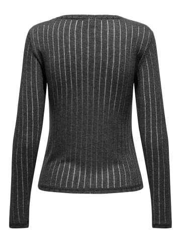 JACQUELINE de YONG Top Rundhals Slim Fit Bequemes Langarmshirt in Dunkelgrau