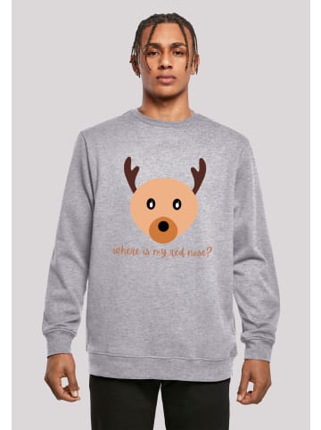 F4NT4STIC Sweatshirt Red Nose Weihnachten in grau meliert