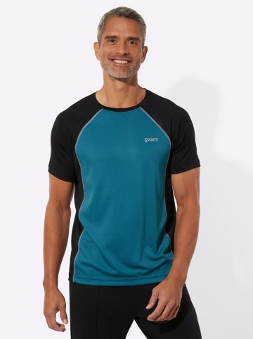 Sieh an! Sportshirt in schwarz-petrol