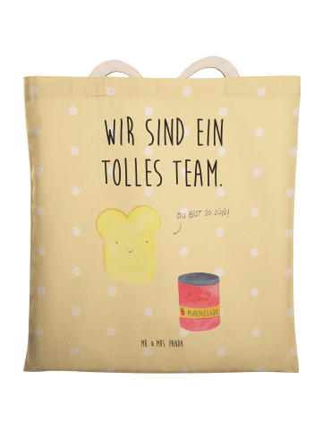 Mr. & Mrs. Panda Shopping Bag Toast Marmelade mit Spruch in Gelb Pastell