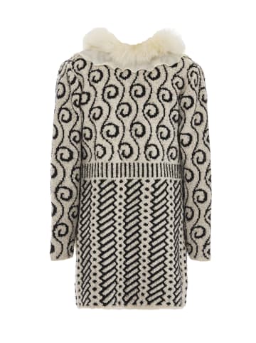 faina Damen Strickjacke in Wollweiss Schwarz
