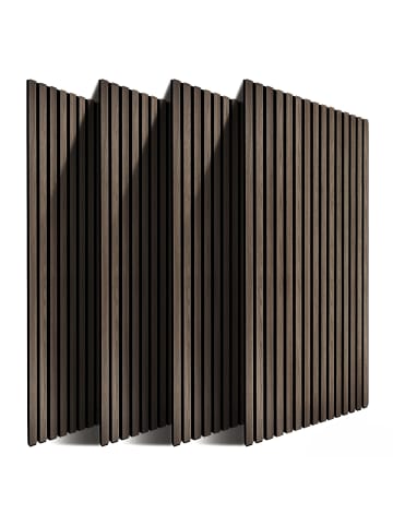 relaxdays 4 x Akustikpaneele in Dunkelbraun - (B)60 x (H)120 cm