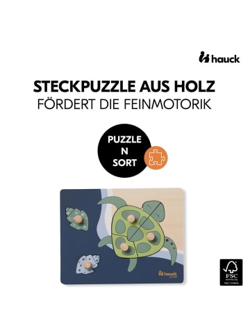 Hauck Holz Steckpuzzle für Baby (ab 1 Jahr) - Turtle in bunt
