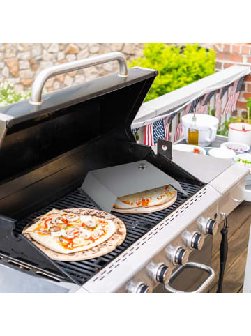 relaxdays BBQ Pizzaaufsatz in Silber