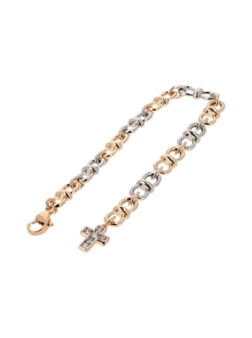 faina Women Chain Link Bracelet With Rhinestones in Rose Gold Silver