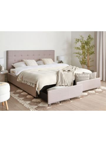 Beliani 4-tlg Doppelbett LA ROCHELLE in Grau/Schwarz