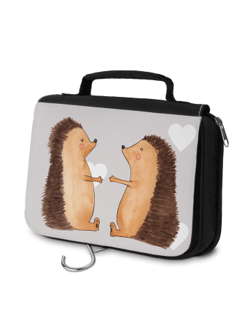 Mr. & Mrs. Panda Kosmetiktasche Igel Liebe ohne Spruch in Grau Pastell