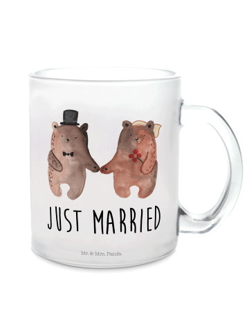 Mr. & Mrs. Panda Teetasse Bär Heirat mit Spruch in Transparent