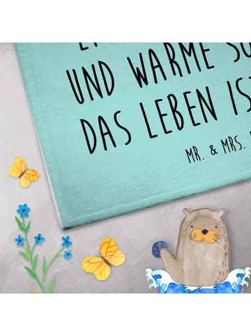 Mr. & Mrs. Panda Gästehandtuch Fuchs Weihnachten mit Spruch in Türkis Pastell