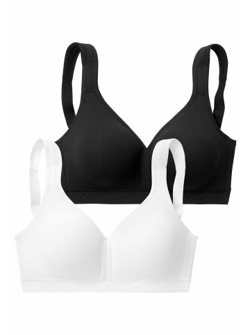 PETITE FLEUR Entlastungs-BH in weiß+schwarz