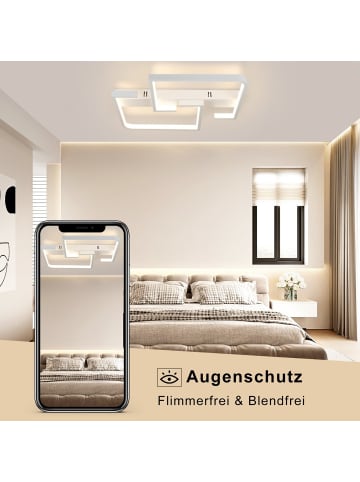 ZMH LED Deckenleuchte Dimmbar 45W in weiß L 60CM Modern Schlafzimmerlampe