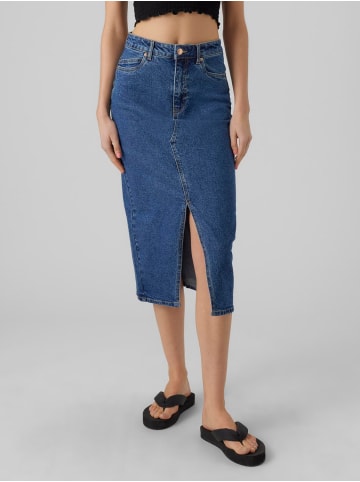 Vero Moda Wadenlanger Denim Jeansrock mit Schlitz 5-Pocket in Blau