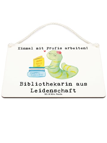 Mr. & Mrs. Panda Deko Schild Bibliothekarin Leidenschaft mit Spruch in Weiß