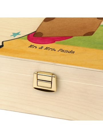 Mr. & Mrs. Panda Holz Teebox Einhorn Koffer Design mit Spruch in Weiß