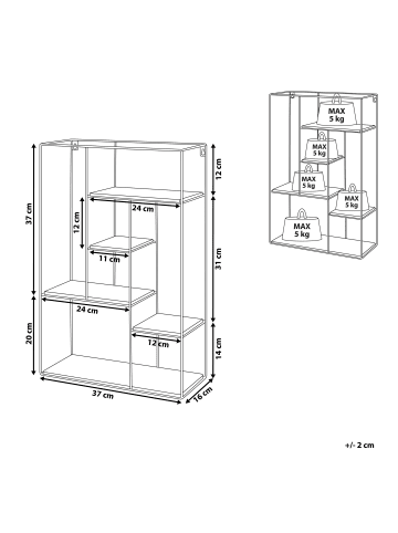 Beliani Ablageregal LAUREL in Schwarz/Braun - (W) 37 x (H) 57 x (L) 16 cm