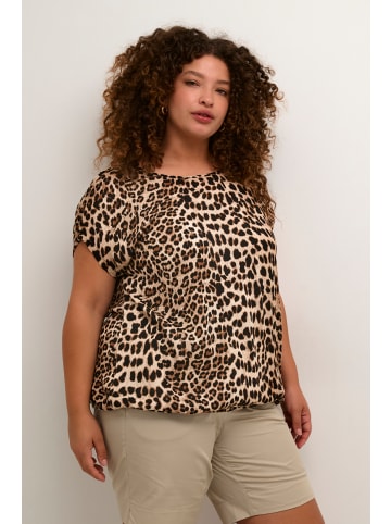 KAFFE curve Kurzarm-Bluse KCami Loose fit in Classic Leopard