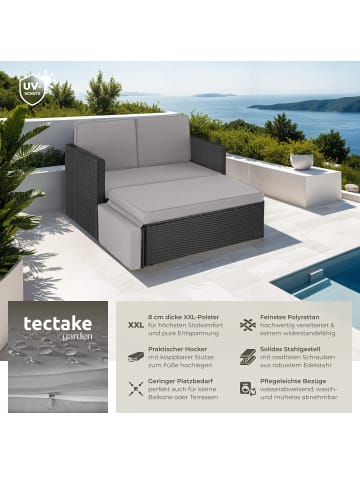 tectake Rattan Sitzgruppe inkl. Hocker mit klappbarer Stütze, 2-Sitzer