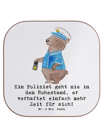 Mr. & Mrs. Panda Untersetzer Polizist Ruhestand mit Spruch in Weiß