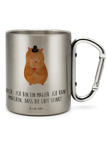 Mr. & Mrs. Panda Reisebecher Hamster Hut mit Spruch in Silber
