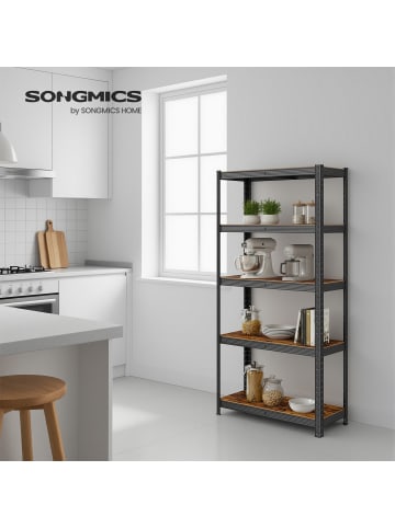 SONGMICS Bücherregal Cozory in Braun-Schwarz - (B)30 x (H)150 x (T)75 cm