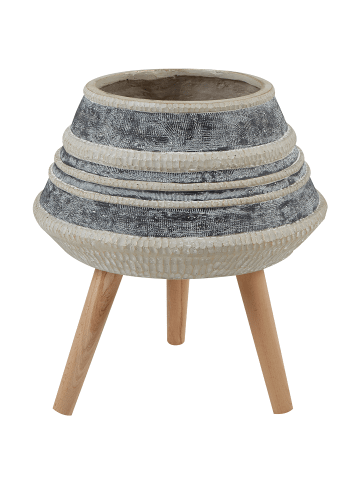 Beliani Outdoor Blumentopf ATHAEA in Beige/Grau/Braun - (W) 37 x (H) 54 x (L) 37 cm