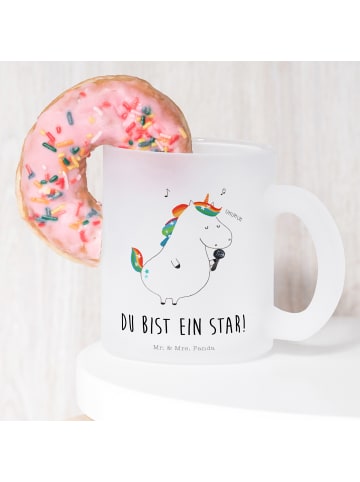 Mr. & Mrs. Panda Pott Einhorn Sänger mit Spruch in Transparent
