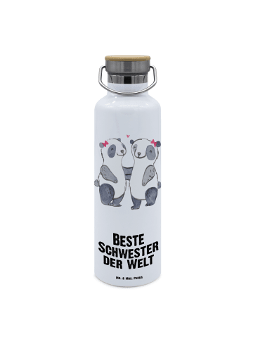 Mr. & Mrs. Panda Trinkflasche Panda Beste Schwester der Welt mit... in Weiß