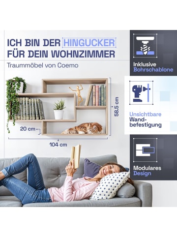 TRAUMMÖBEL Wandregal Karo aus Holz in Natur