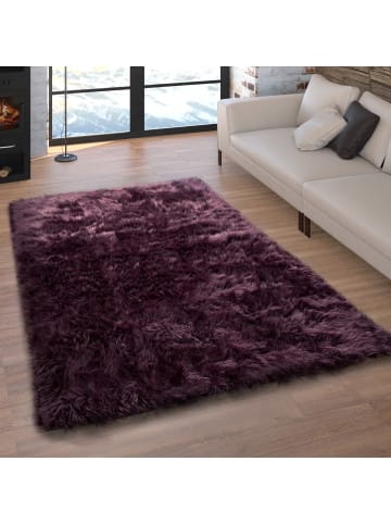 KADIMA DESIGN Hochflor Teppich Shaggy waschmaschinenwaschbar Einfarbig in Lila